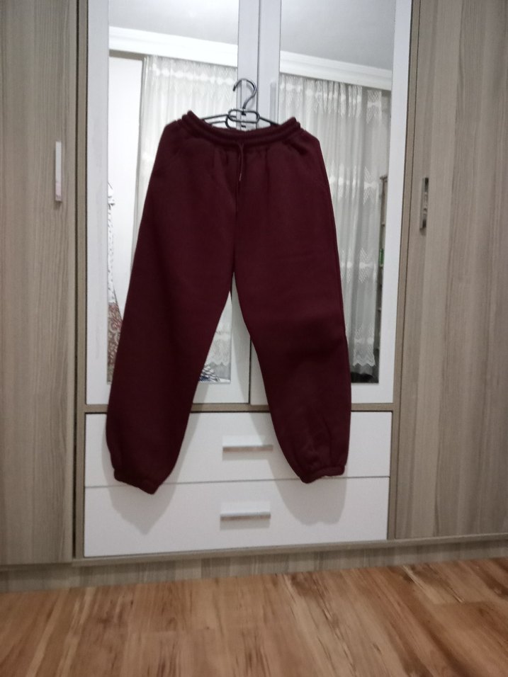 Bordo Rahat Kesim Kadın Eşofman Altı - Görsel 2