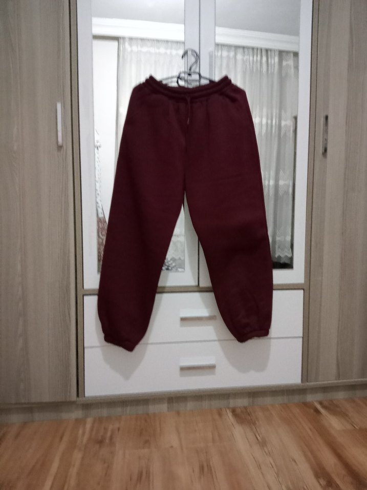 Bordo Rahat Kesim Kadın Eşofman Altı - Görsel 3