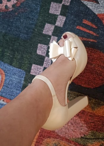 Oleg Cassini beyaz gelin ayakkabısı - Görsel 6