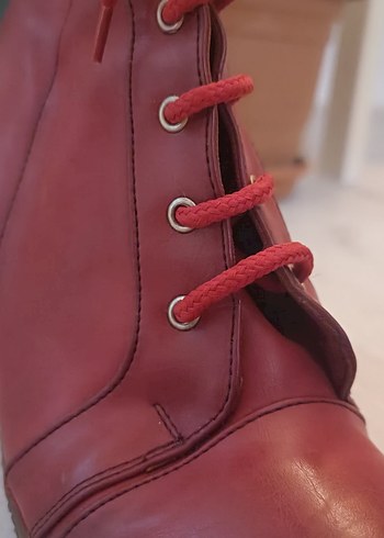 Kırmızı Kadın Deri Topuklu Bot - Görsel 5