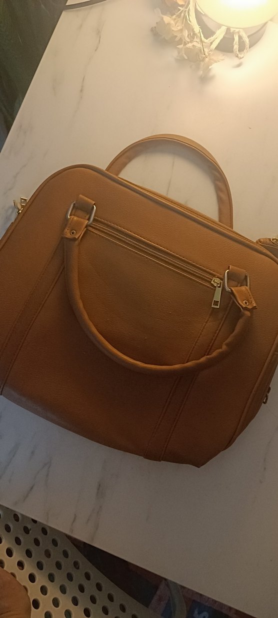 Massimo Dutti - Bej Deri Kadın Çanta ve Cüzdan - Görsel 4