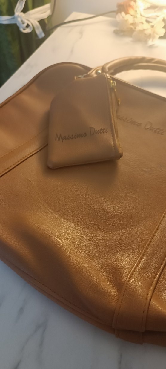 Massimo Dutti - Bej Deri Kadın Çanta ve Cüzdan - Görsel 3