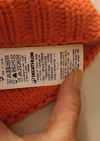 Turuncu Örgü Yün Çocuk Bere - Görsel 5