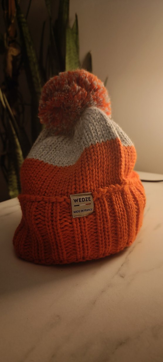 Turuncu Örgü Yün Çocuk Bere - Görsel 2