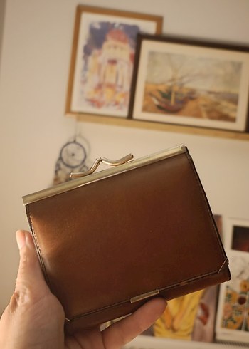 Kahverengi Vintage Deri Tokalı Kadın Cüzdanı - Görsel 7