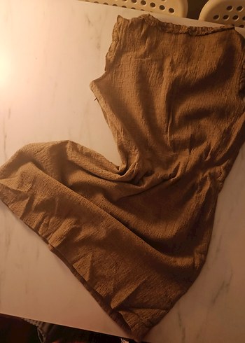 Yargıcı - Keten Bej Kolsuz Elbise - Görsel 2