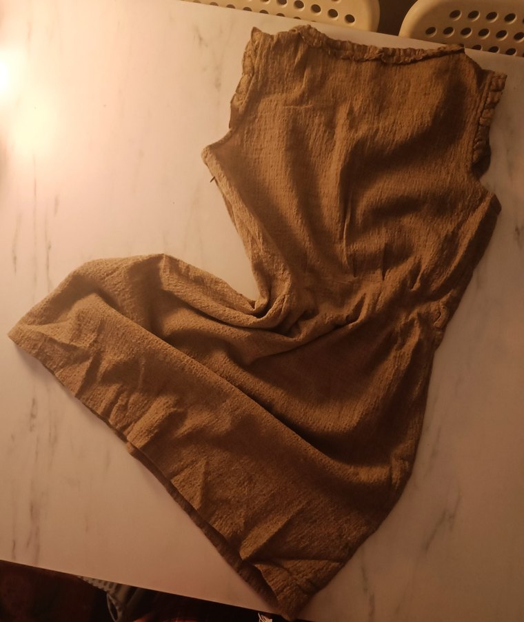 Yargıcı - Keten Bej Kolsuz Elbise - Görsel 2