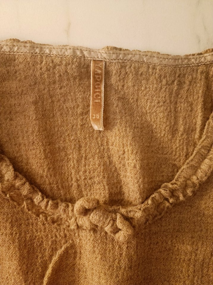 Yargıcı - Keten Bej Kolsuz Elbise - Görsel 3