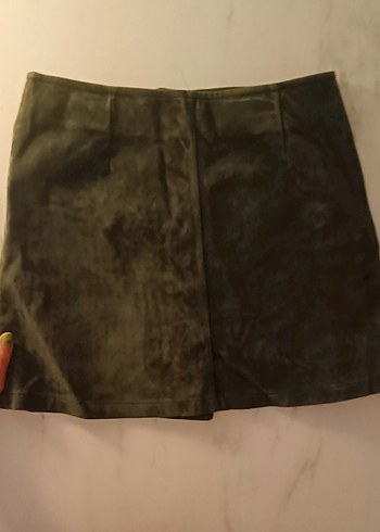 Düğmeli Kadife Mini Etek - Görsel 2