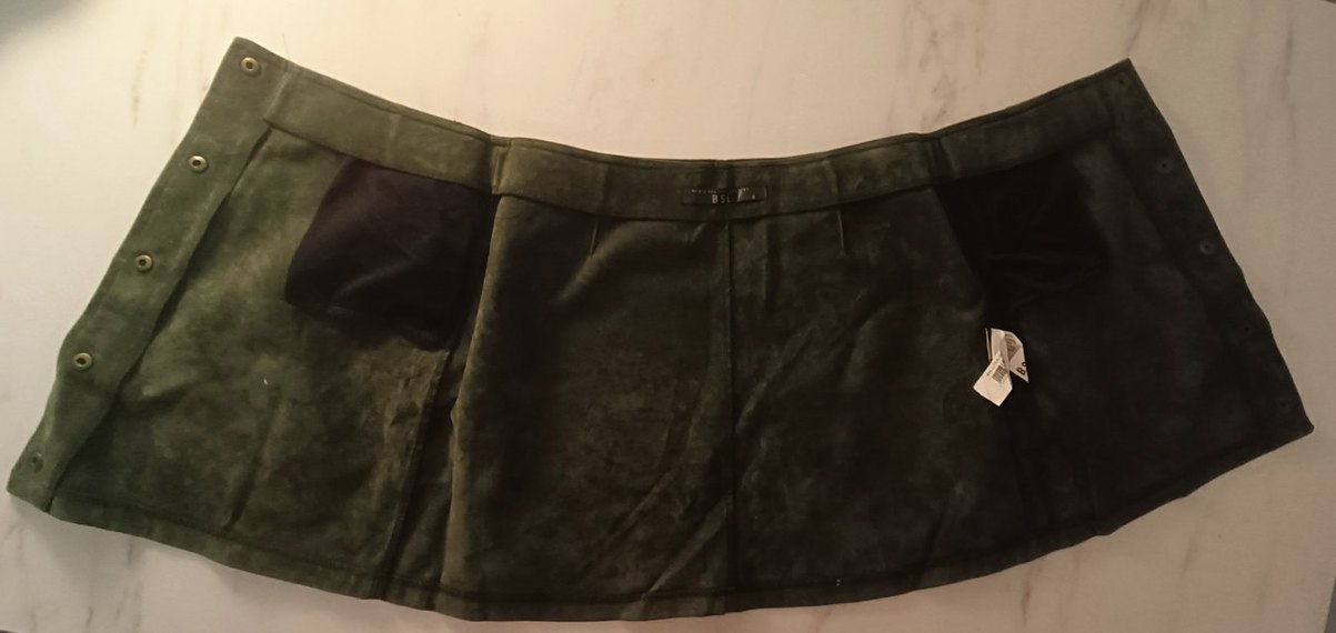 Düğmeli Kadife Mini Etek - Görsel 5