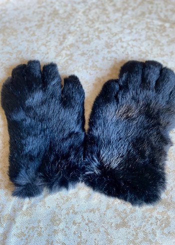 Siyah Kürklü Deri Kadın Eldiven - Görsel 5