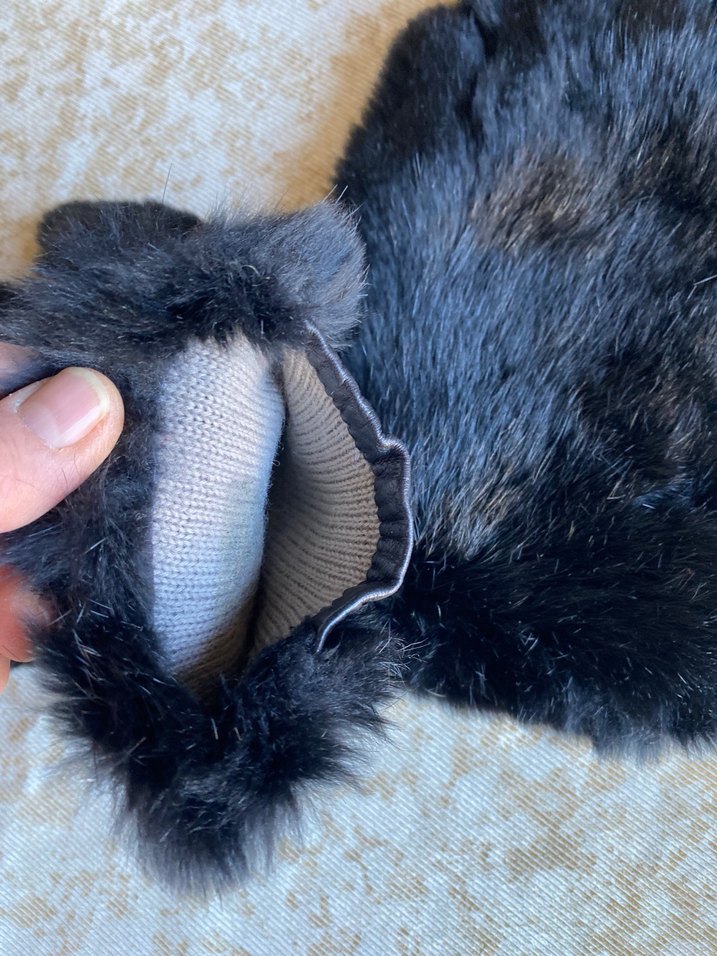 Siyah Kürklü Deri Kadın Eldiven - Görsel 2