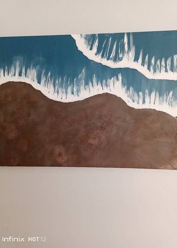 Koyu Mavi ve Kahverengi Soyut Tablo - Görsel 3