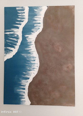 Koyu Mavi ve Kahverengi Soyut Tablo - Görsel 4