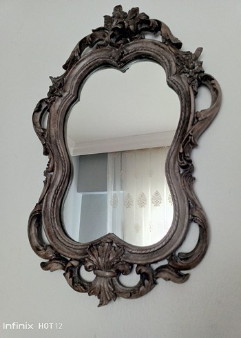 Bej Renkli Gri Çerçeveli Dekoratif Ayna - Görsel 4