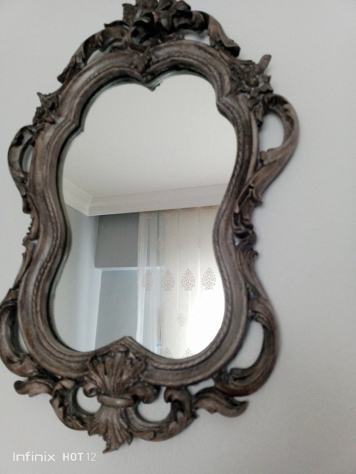 Bej Renkli Gri Çerçeveli Dekoratif Ayna - Görsel 3