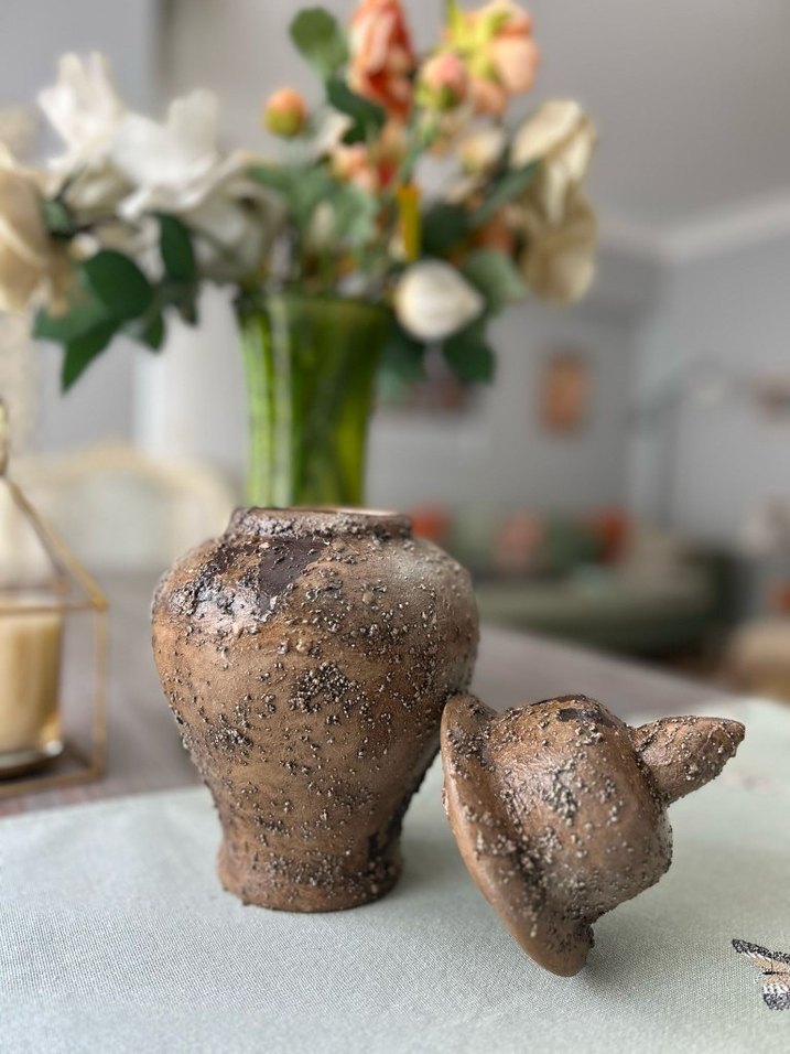 Kahverengi Dekoratif Seramik Vazo - Görsel 3