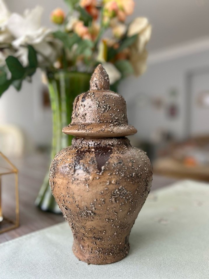 Kahverengi Dekoratif Seramik Vazo - Görsel 2