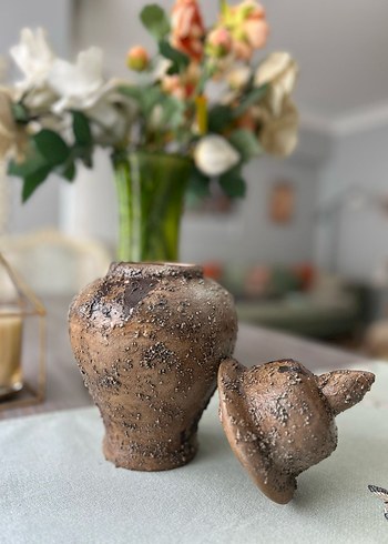 Kahverengi ve Gri Seramik Vazo - Görsel 3