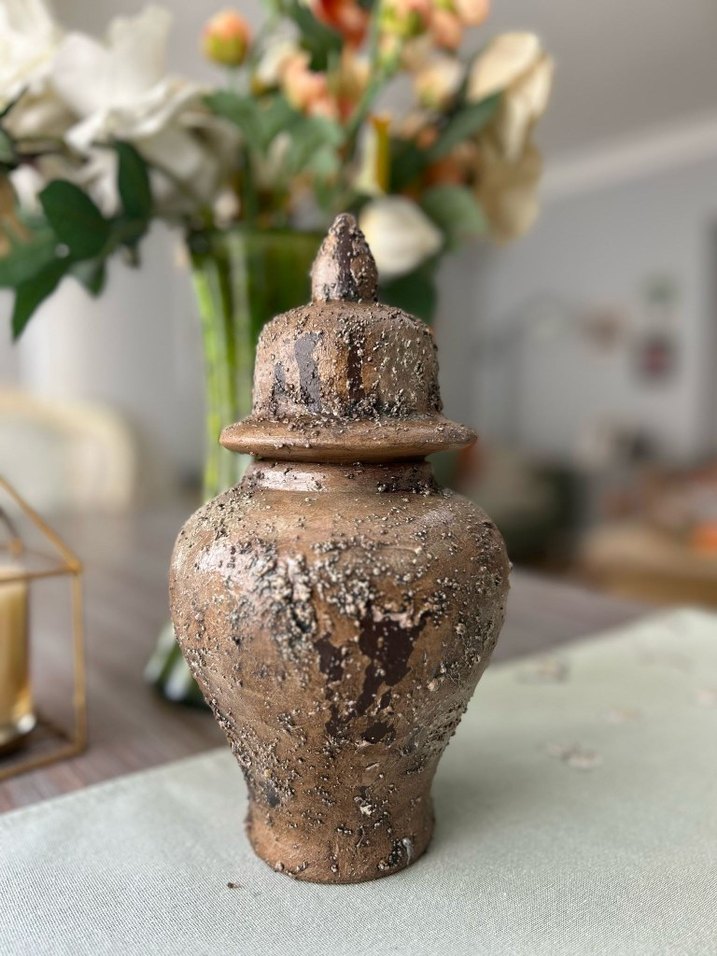 Kahverengi ve Gri Seramik Vazo - Görsel 2