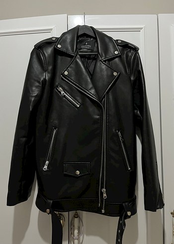 Kadın Siyah Deri Ceket - Görsel 2