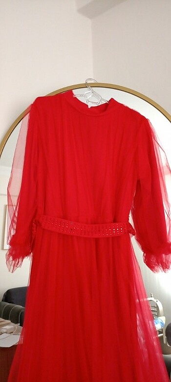 Tüllü tesettür elbise - Görsel 2