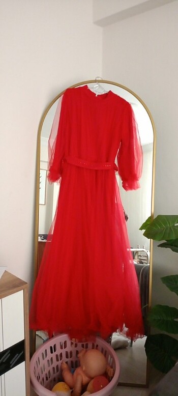 Tüllü tesettür elbise - Görsel 3