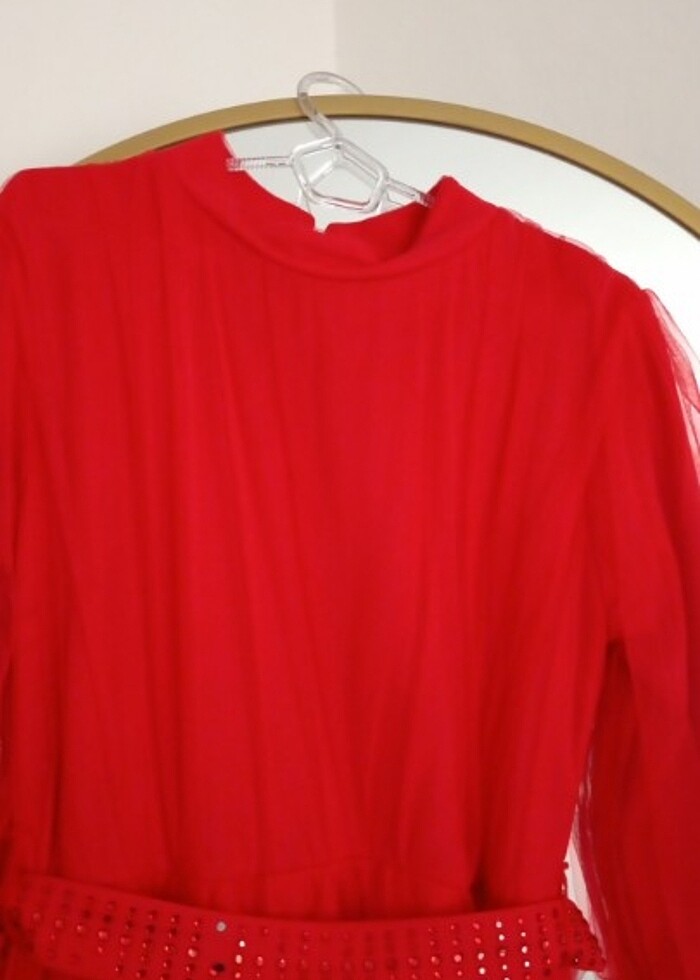 Tüllü tesettür elbise - Görsel 5