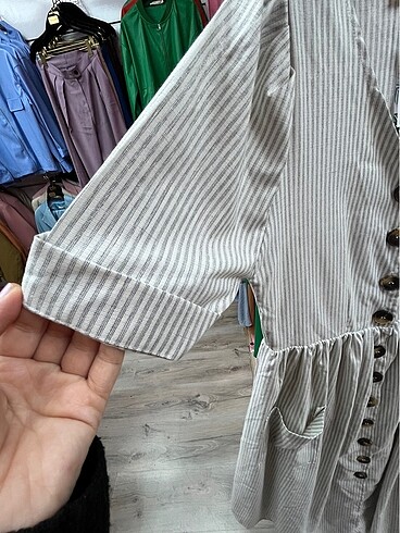 s Beden Çizgili elbise