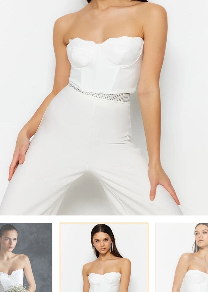 Ekru/Kırık beyaz pantolon - Görsel 5