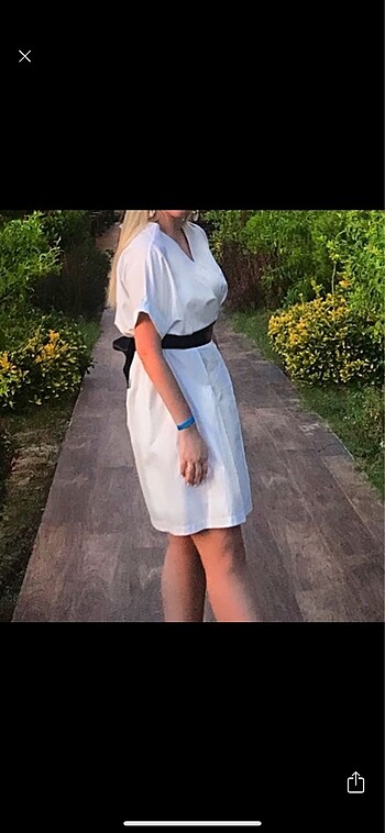 Trendyol & Milla Beyaz keten elbise
