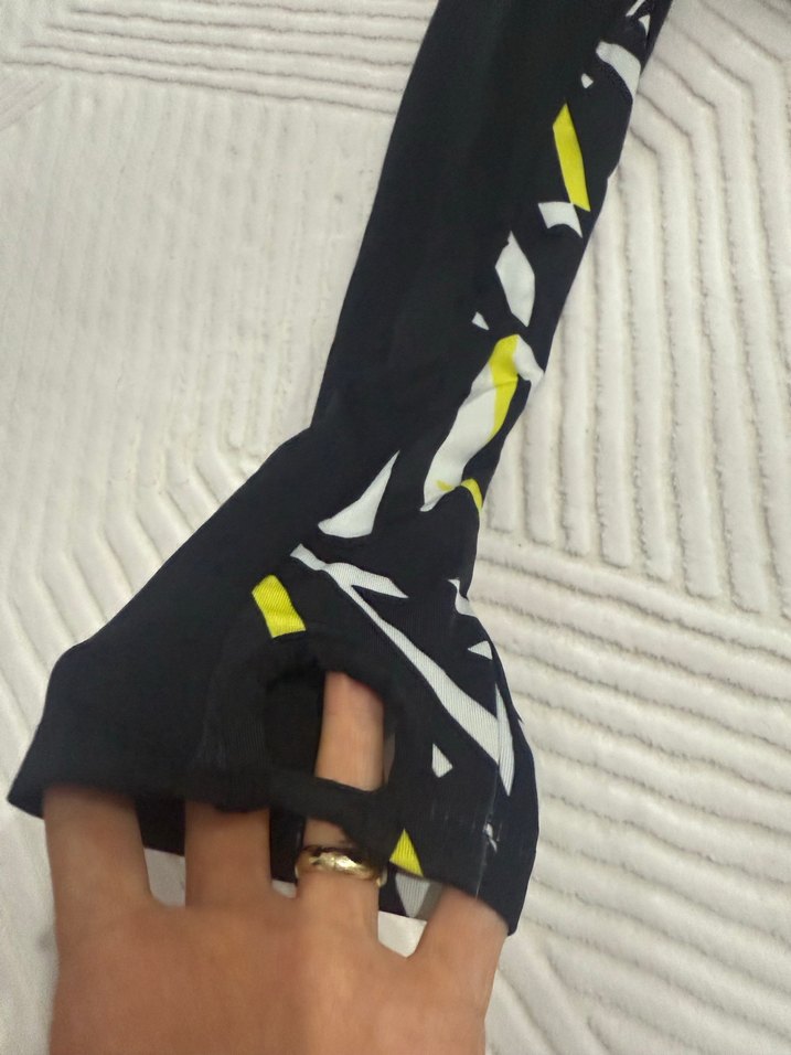 Uzun Kollu Siyah Baskılı haşema üstü - Görsel 3