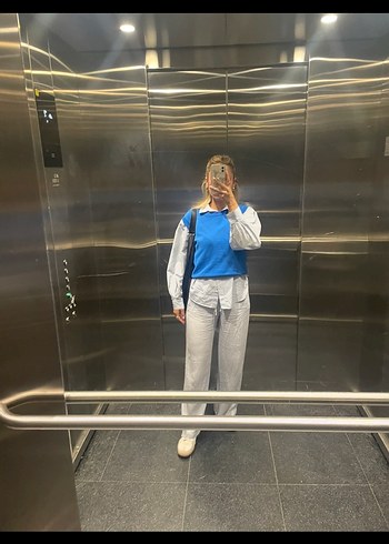 Zara Zara Mavi Kolsuz Basic Süveter