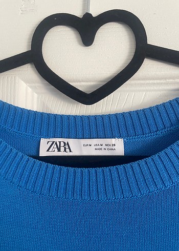 m Beden Zara Mavi Kolsuz Basic Süveter