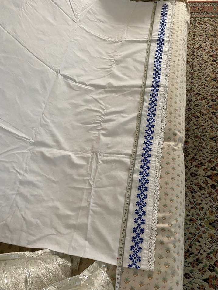 Mavi Nakışlı karyola eteği - Görsel 3