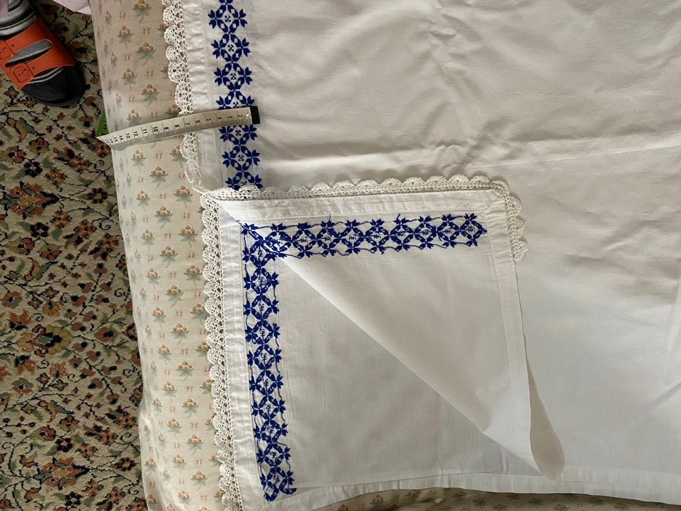 Mavi Nakışlı karyola eteği - Görsel 2