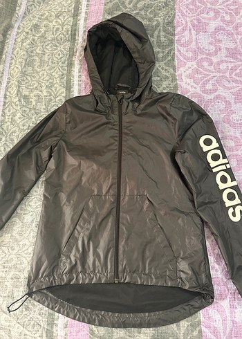 Adidas Siyah Kapüşonlu yağmurluk - Görsel 3