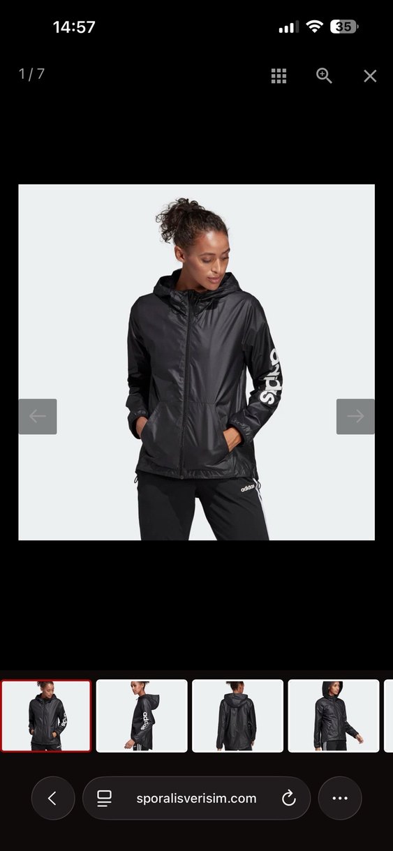 Adidas Siyah Kapüşonlu yağmurluk - Görsel 2