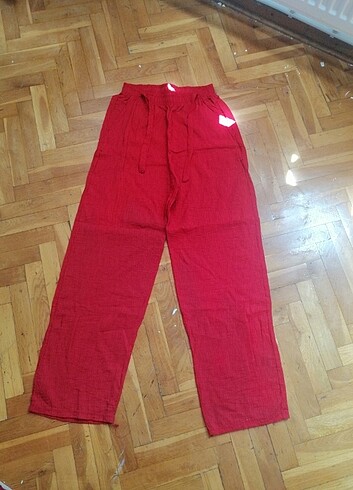 xl Beden kırmızı Renk Yazlık bol paça pantolon