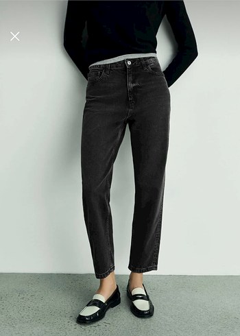 Mango Koyu Antrasit Yuksek Bel Denim Mom Jean Mango