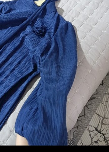 Kadın Uzun Mavi Bohem Salaş Elbise - Görsel 4