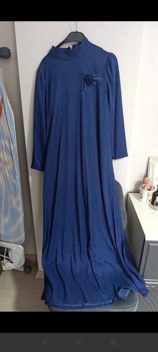 Kadın Uzun Mavi Bohem Salaş Elbise - Görsel 5