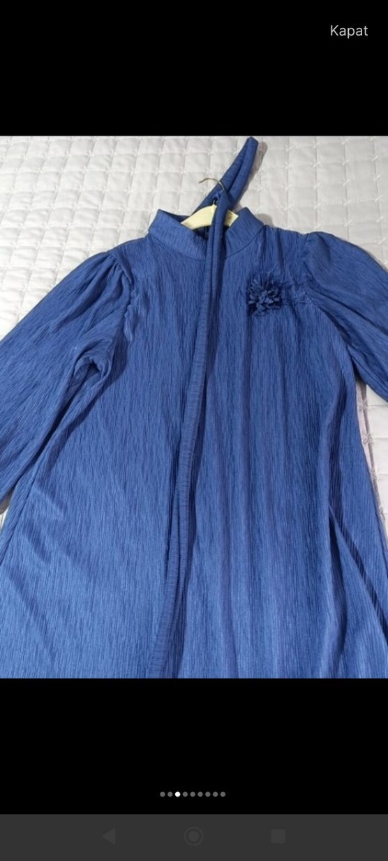 Kadın Uzun Mavi Bohem Salaş Elbise - Görsel 3