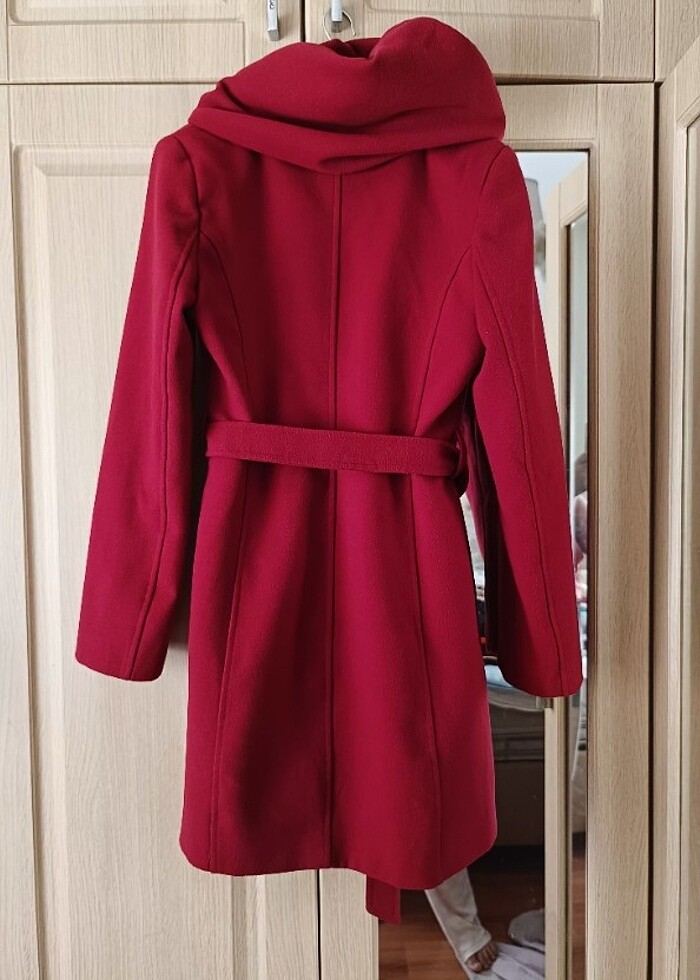 Bordo kaşe kaban - Görsel 2