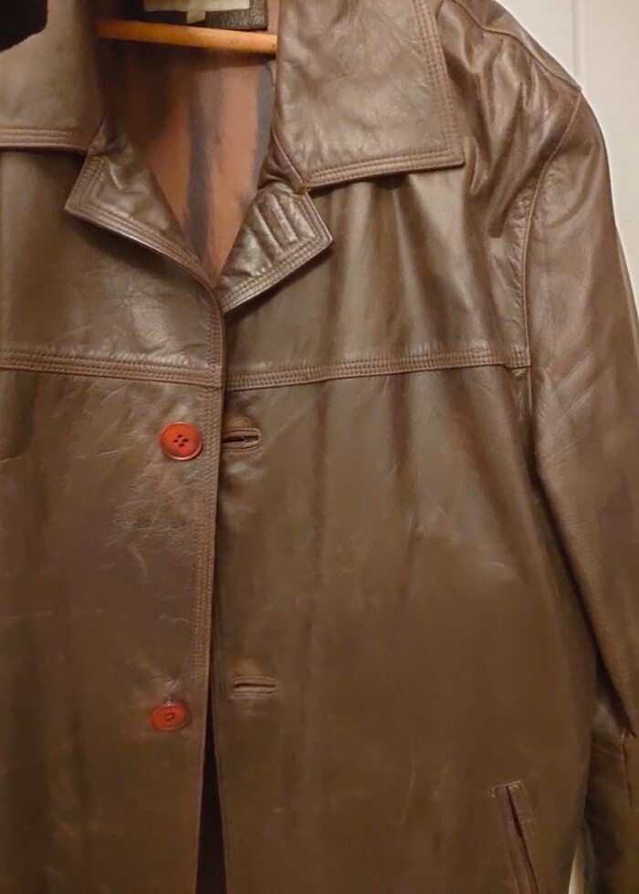 Acı kahverengi erkek hakiki deri ceket - Görsel 4
