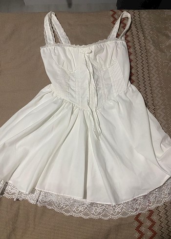 Diğer Dantel Detaylı Beyaz Kız Çocuk Elbise