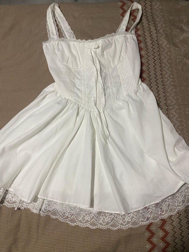 Dantel Detaylı Beyaz Kız Çocuk Elbise - Görsel 3