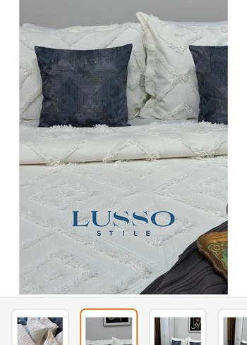 desenli yatak örtüsü ekru renk tam beyaz degil - Görsel 2