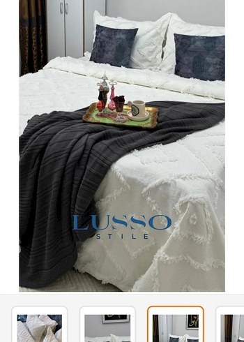 desenli yatak örtüsü ekru renk tam beyaz degil - Görsel 3