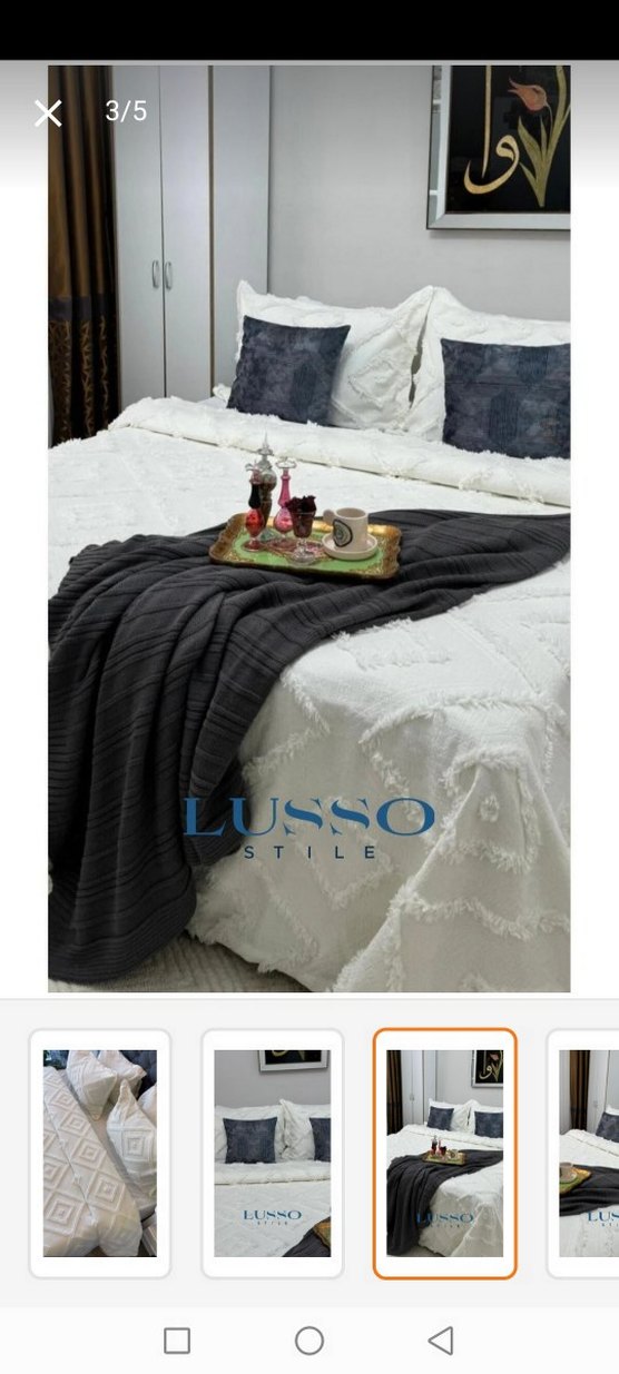 desenli yatak örtüsü ekru renk tam beyaz degil - Görsel 3